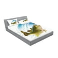 thumbnail image 2 of Ambesonne Fish Fitted Sheet & Pillow Sham Set, Wild Life in Nature Theme, Full, Green Blue, 2 of 2
