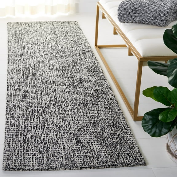 Safavieh Abstract Delia Distressed Wool Runner Rug, Black/Ivory, 2'3" x 10'