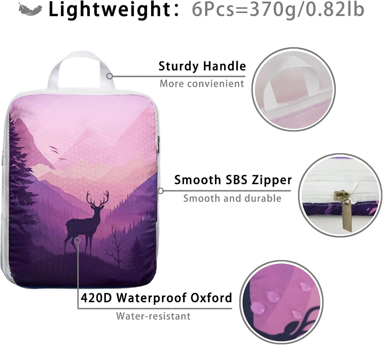 6 Pcs Compression Packing Cubes for Travel Suitcases, Waterproof Luggage Organizer Bags Set, Washable Packaging Cubes for Women Backpack Travel Perfect for Carry-Ons and Storage