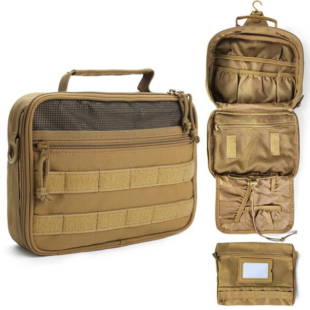 Neceser SMONT Tactical para hombre, kit Dopp de viaje, color marrón
