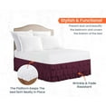 thumbnail image 3 of CCNY 24" Inch Drop Multi Ruffled Bed Skirt Short King Size 100% Microfiber Made Wine Color, 3 of 6