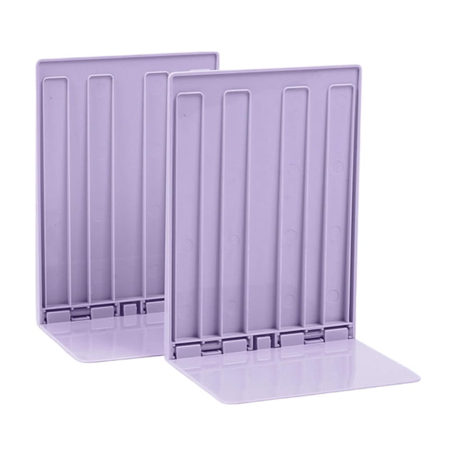 2 sujetalibros para libros, elegante soporte para CD, organizador antideslizante, tope para libros púrpura