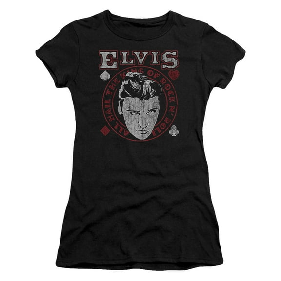 Elvis Presley Hail The King Junior Women's Sheer T-Shirt Black
