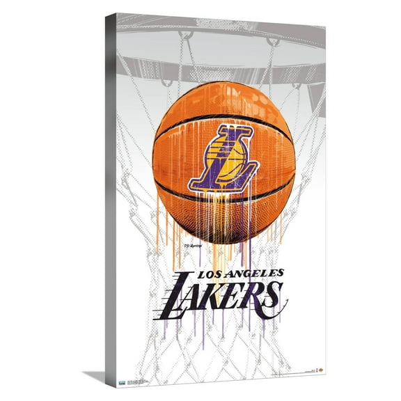 NBA Los Angeles Lakers - Drip Ball 20 Canvas Wall Poster, 14.725" x 22.375"