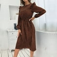 thumbnail image 4 of 2025 Clearance Items under $5 asdoklhq Woman Clothes Clearance,Women's Long Sleeve Round Neck Dot Printed Ruffles Casual Button Dress, 4 of 8