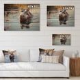 thumbnail image 4 of Designart "Hippo Pastoral Hippopotamus Mighty wall decor" Animals Print on Natural Pine Wood, 4 of 5