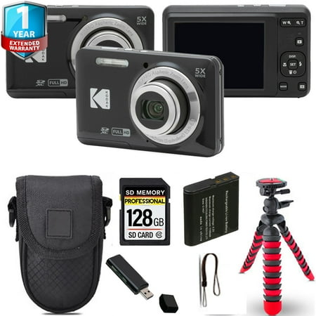 Kodak PIXPRO FZ55 Digital Camera (Black) + Spider Tripod + Case+ 1 Yr Warranty