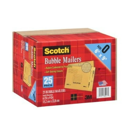 - Scotch 3M Bubble Mailers Size 0 (6 x 9) - 25ct