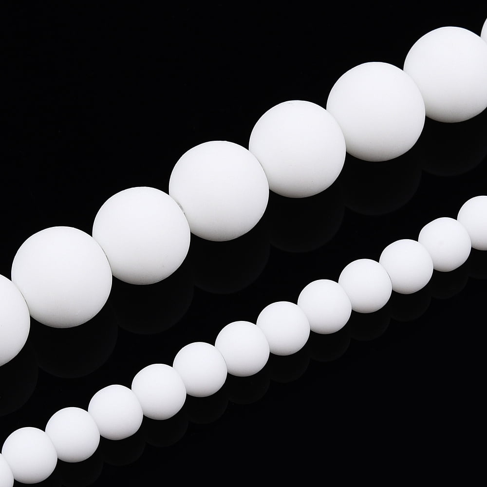 20strands Opaque Glass Beads Strands Frosted Round White 8~8.5mm Hole: 1.5mm about 51~53pcs/strand 14.96 inch~15.55 inch(38~39.7cm)