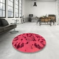 thumbnail image 4 of Ahgly Company Machine Washable Indoor Square Abstract Raspberry Red Area Rugs, 4' Square, 4 of 7