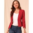 thumbnail image 3 of INSPIRE CHIC Women's Workwear Zipper Collarless Cropped Blazer, 3 of 6