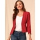 thumbnail image 3 of Oficina de trabajo para mujer, sin cuello, con cremallera, abrigo corto, traje, chaqueta, chaqueta cortada rojo S, 3 of 6