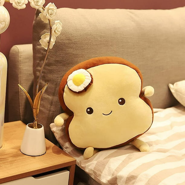 Almohadas De Pan Rebanado De Tostada De Huevo Frito De 9.8 Juguete De Peluche De Comida Divertida Almohada De Sofa De Tostada De Felpa Rellena
