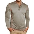 thumbnail image 2 of Letdown Men's Henley_Shirts Long Sleeve Four Button T-Shirt Casual Stylish Cotton Pullover Shirt Fall Winter Classic Inner Tops (Khaki,XXXL), 2 of 6