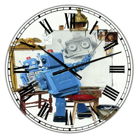 Designart Oversized Multicolor Analog Round Modern Wall Clocks, CLM25238-C23