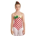 thumbnail image 3 of YONGHS Kids Girls Candy Cane Stripes Christmas Costume Xmas Metallic Dance Gymnastic Leotard Red 10, 3 of 7