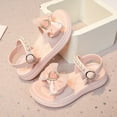 thumbnail image 6 of Siilsaa Toddler Sandals Girl Summer Sandals Open Toe Lace Princess Dress Wedding Flats Shoes Soft Non-Slip Sole First Walker Crib Shoes Pink,4, 6 of 9