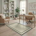 thumbnail image 2 of ODIKA Tan Striped Border Farmhouse Bold Banded Frame Ticking Ivory Flowing Dynamic for Playroom, Bedroom, Reading Nook, Pet Friendly & Kids Safe Play, 2 of 7