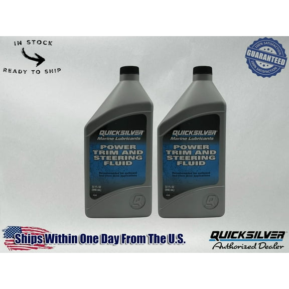 Quicksilver OEM Power Trim & Steering Fluid Quarts 92-858075Q01 2 Pack