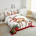 thumbnail image 3 of Feelyou Christmas Reindeer Queen Comforter Set, Dreamy Xmas Animal Bedding Sets, Dreamy Fairy Tale Reversible Bedding Comforter Set, Breathable Home Decor,3 Pieces, 3 of 8