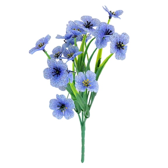Clearance | Blue Artificial Violet Flowers Bouquet with Spring Grass, Realistic Faux Floral Stems for Home Wedding Table Centerpiece Vase Decoration