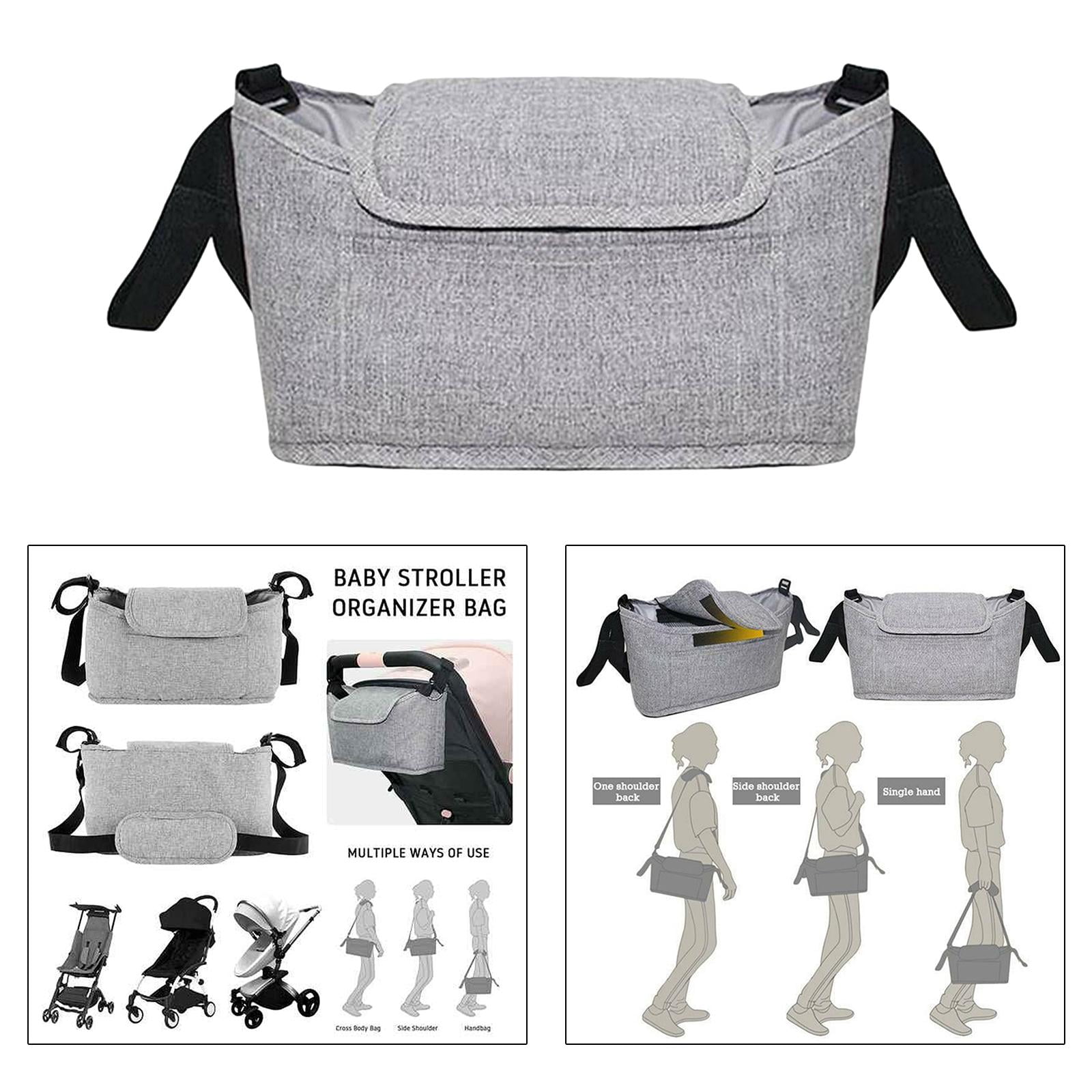 Baby Pram Organizer Bag Hanging Diaper Bag Cup Holder, Easily Attached to Most Handles - Gray Style 1