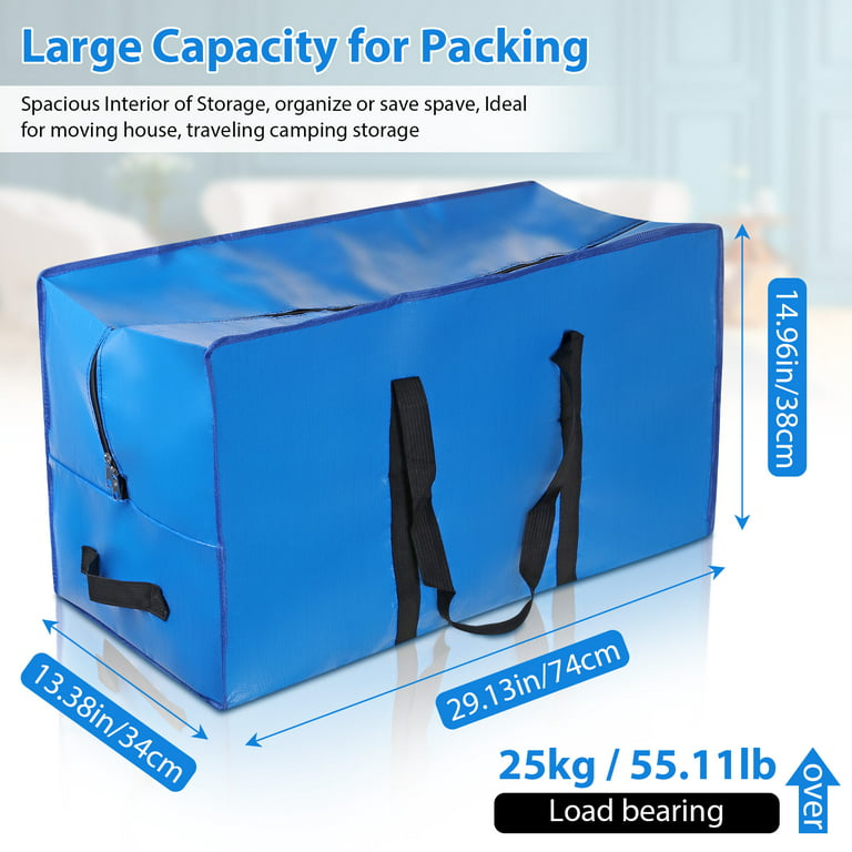 2/4 Pcs Moving Bags Heavy Duty Extra Large, 29*13*15inches Packing Bags for  Moving with Zippers and Carrying Handles, Storage Tote for Space Saving  Moving Storage Bag Reusable,Blue 