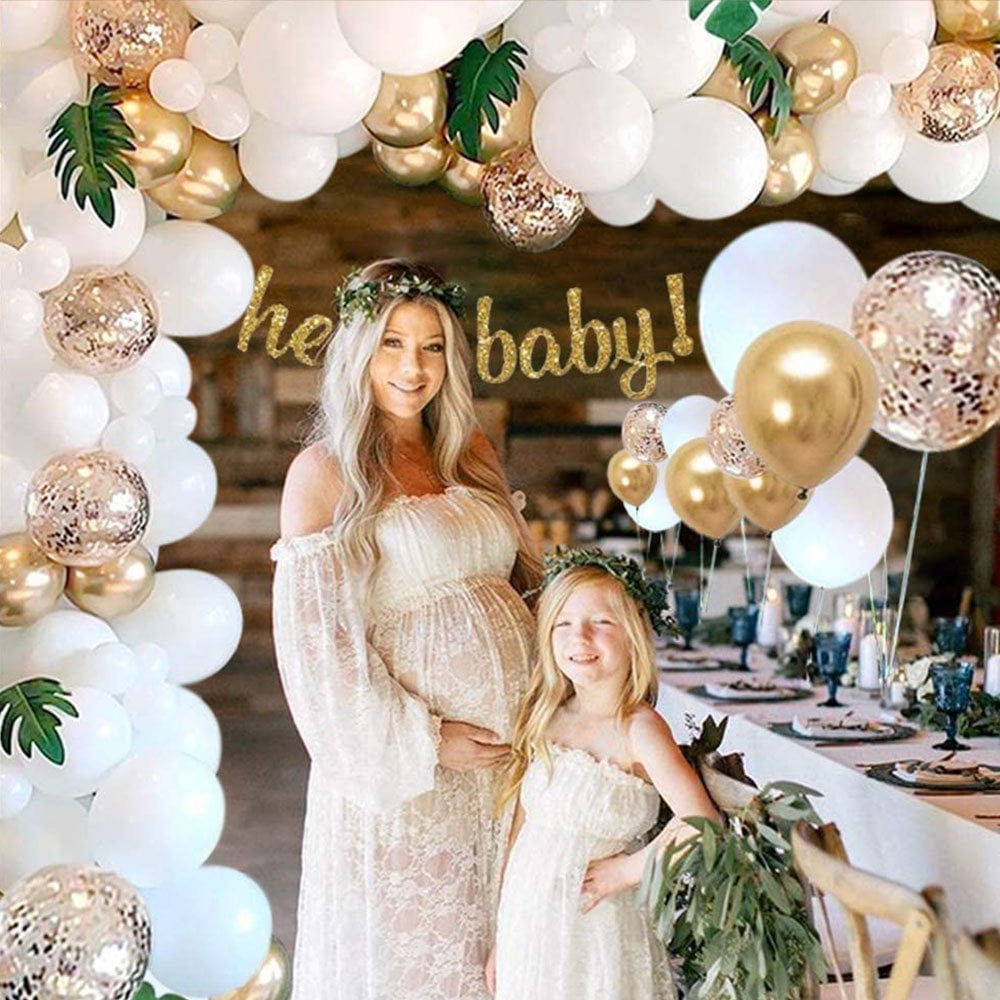 Balloon Arch Kit 98 PCS White Gold Balloons Garland Arch Kit Latex Confetti Balloons Party Decorations Supplies Set for Baby Shower Wedding Graduation Birthday Party Walmart