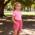 thumbnail image 5 of Jalioing Kids Cotton Linen Shorts Summer Casual Plain Elastic Waist Shorts Boys Girls Side Slit Lounge Shorts with Pocket, 5 of 9