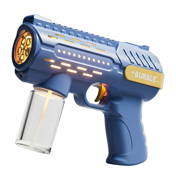 Máquina de burbujas con múltiples agujeros, apta para niños mayores de 3 años. Incluye botella de líquido de 10 ml. No requiere pilas (4 x 5 pilas por separado).