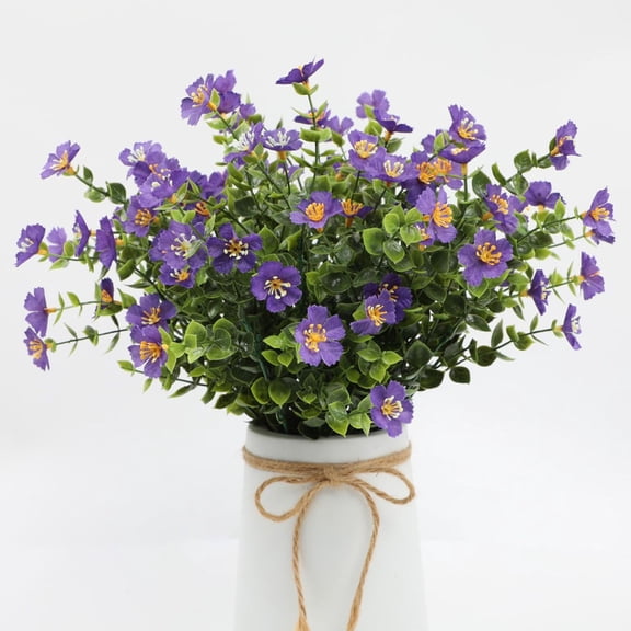 Artificial Flowers, 6 Pack Realistic Fake Flowers for Garden Patio, Lawn Decor Indoor Outdoor Spring Decorations Weatherproof Plants (Purple)