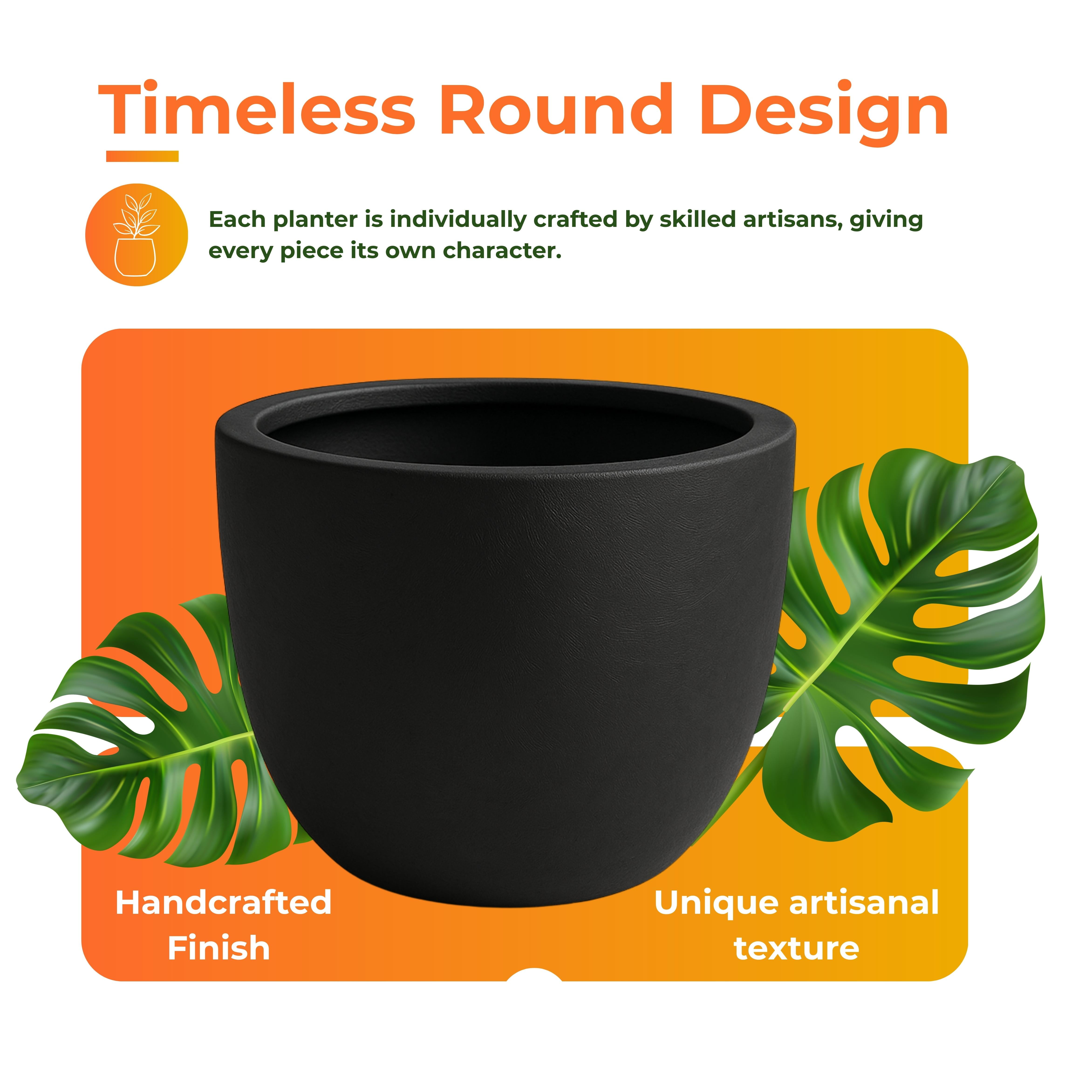 LeisureMod Dahlia Mid-Century Tapered Round Planter, Fiberstone & MgO Clay, Indoor/Outdoor Plant Pot
