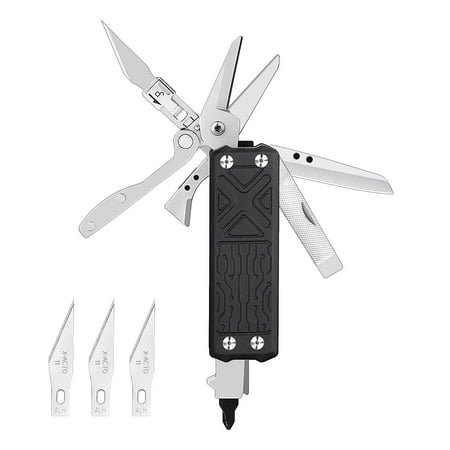 NexTool Pocket Tool E1 Pocket Knife Multi-Tool with Replaceable Folding Utility Knife Dual Head Screwdriver and Scissors Mini Multitool for EDC Carry Engraving Cutting and Repair Small Multitoo