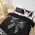 thumbnail image 2 of spefrowx Vintage Leopard Print Bow Print Bedding for Women, Black White Polkadot Duvet Cover Full, Black Reversible, 3pcs, 1 Duvet Cover and 2 Pillowcases, 2 of 6