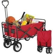 LUDOSPORT Collapsible Utility Wagon Outdoor Garden Cart Grocery Shopping Cart with Brake Wheel