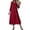 Wine, variant on Ashirexll Womens Summer Dresses, Casual Dresses for Women, V-Neck Solid Color Casual 3/4 Sleeve Zipper Pocket Dress