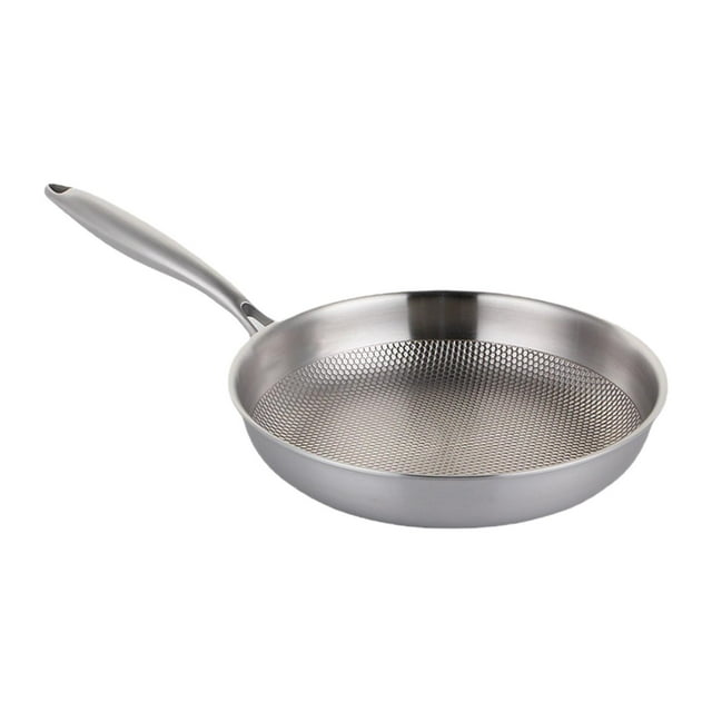 Sartén antiadherente, sartén de acero inoxidable con mango largo, cacerola multifuncional, sartén para tortilla para Cocina de Inducción Rvs 30 centimetros