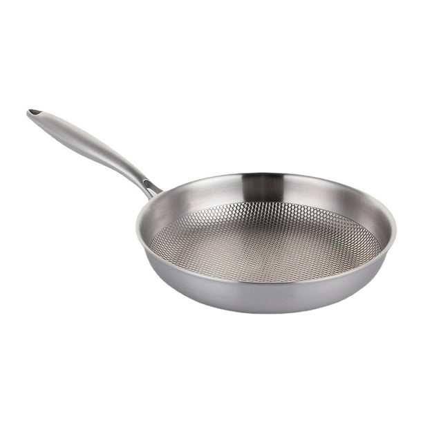 Sartén antiadherente, sartén de acero inoxidable con mango largo, cacerola multifuncional, sartén para tortilla para Cocina de Inducción Rvs 30 centimetros