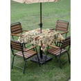 thumbnail image 5 of Square Outdoor Tablecloth with Umbrella Hole Vintage Plant Outside Table Cloth Waterproof Patio Table Cover Boho Botanical Flowers Green Leaf Ferns Zipper Tablecloths for Picnic Camping 54x54 Inch, 5 of 8
