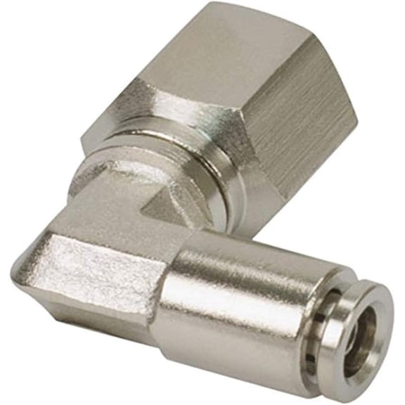 Viair 11454 0.12 in. NPT F to 0.25 in. Airline 90 deg Swivel Elbow Fitting - DOT Approved - 2 Piece