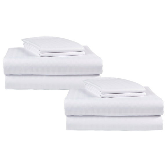 1800 Series Premium Bed Sheet Set, 2 PACK Extra Soft Microfiber Bedding -Includes Flat Sheet-Fitted Sheet- Pillowcases, Size: Queen Color: White