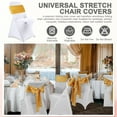 thumbnail image 4 of 50 Pcs Folding Chair Cover Set with 25 Stretch Spandex Slipcovers 25 Satin Chair Sashes Bows Ribbon Washable Banquet Protector for Wedding Event Party(White, Gold), 4 of 12