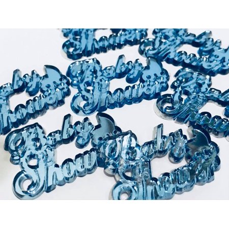 48 Baby Shower Blue Embellishment Favors Acrylic Confetti Gift