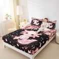 thumbnail image 4 of Homewish Kawaii Animal Salamander 4 Pieces Queen Sheet Sets for Boys Girls,Floral Cherry Blossoms Ultra Soft Flat Sheet,Cartoon Flower Axolotl Queen Fitted Sheet,Super Cozy Room Decor, 4 of 7