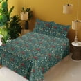 thumbnail image 2 of Ambesonne Woodland Boho Fitted & Flat Sheet with Shams 4 Pcs Set, Wild Berries Pattern, King, Dark Coral and Teal, 2 of 5