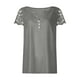 thumbnail image 3 of Fiudx Ofertas Flash Del Día Camiseta de Manga Corta con Cuello En V y Botones de Encaje para Mujer, Top/Camisa de Manga Corta con Cuello En V Liso, 3 of 3