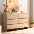 thumbnail image 2 of REKHHY 6 Drawer Dresser for Bedroom, 49" Long Modern Chest of Storage Drawers with Rounded Corners, Anti-Tip Kit, Wood Cabinet Organizer for Closet, Apartment, Nursery, Easy Assembly, Light Oak, 2 of 10