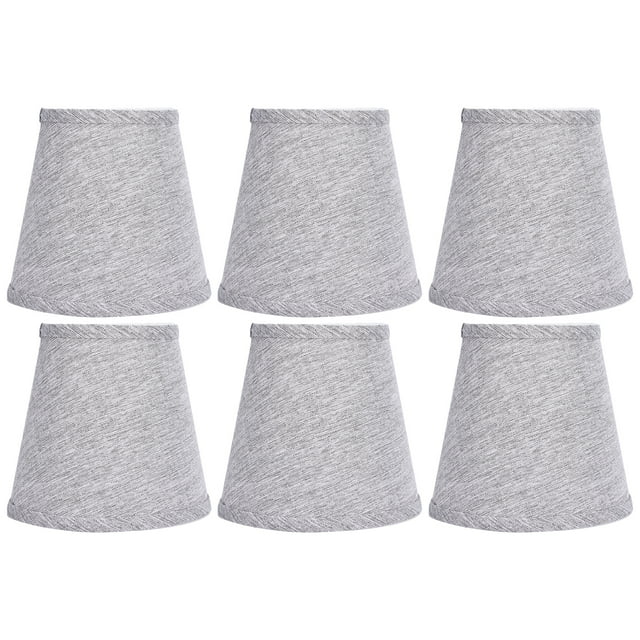 Pantalla de tela gris plateada E14 para lámpara de mesa, lámpara de techo, para hotel y sala de estar, 6 unidades