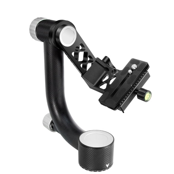 720° Panoramic Carbon Fiber Cantilever Tripod Head with Quick Release Plate – Lightweight Gimbal Ball Head for DSLR Cameras, Video, and Photography