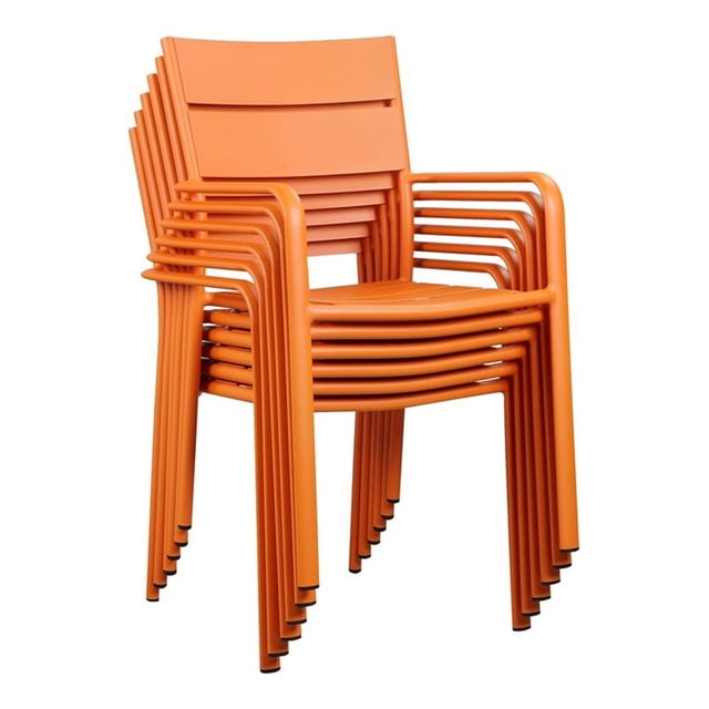Pemberly Row Chaise de Salle à Manger de Patio en Aluminium de 34 Pouces Orange (Ensemble de 6)